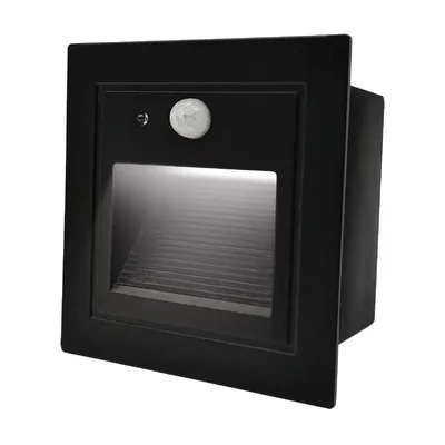 Светильник для ступеней 3Вт 5000К Металл Черный Квадрат с сенсором General GSTL-S1-3BT-5K