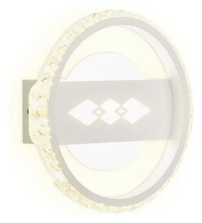 Настенный светодиодный светильник с хрусталем FA221 WH белый LED 6400K+3000K 24W D200*40