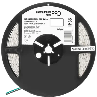 Лента светодиодная NLS-3528CW120-9,6-IP65-12V-Pro R5 9,6Вт 12В 6000К IP65 5м