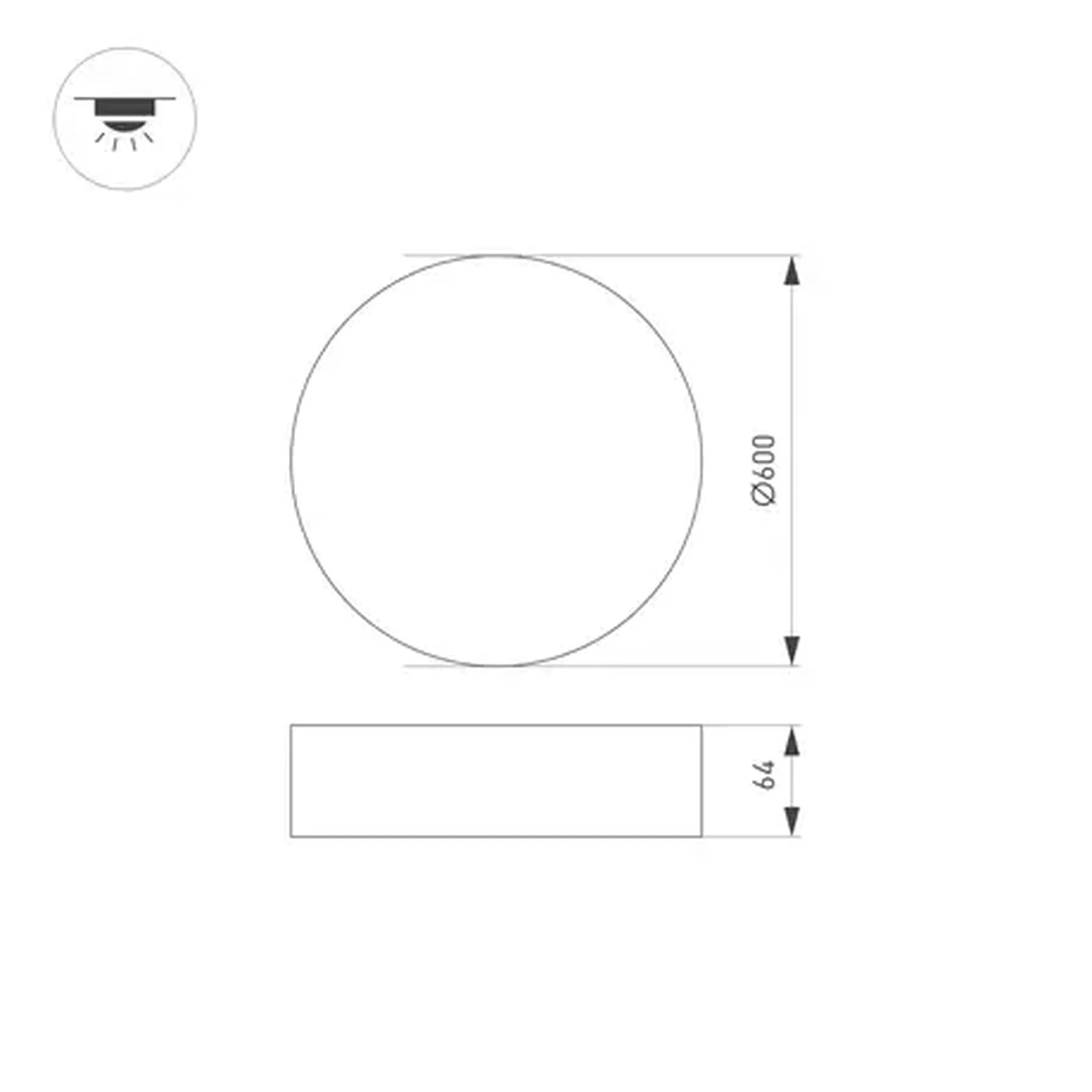 Светильник IM-RONDO-EMERGENCY-3H-R600-64W Warm3000 (BK, 120 deg, 230V) (Arlight, IP40 Металл, 2 года)