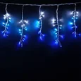 Гирлянда Бахрома с Эффектом Бегущий Огонь 1,75 x 0,4 м Бело-Синяя 24В, 320 LED, Провод Прозрачный Силикон, IP65