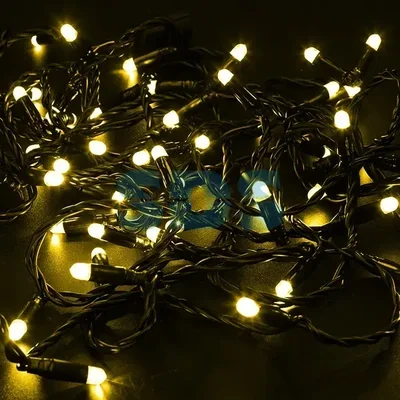 Гирлянда Нить 10м, с эффектом мерцания, черный ПВХ, 24В, цвет: Жёлтый