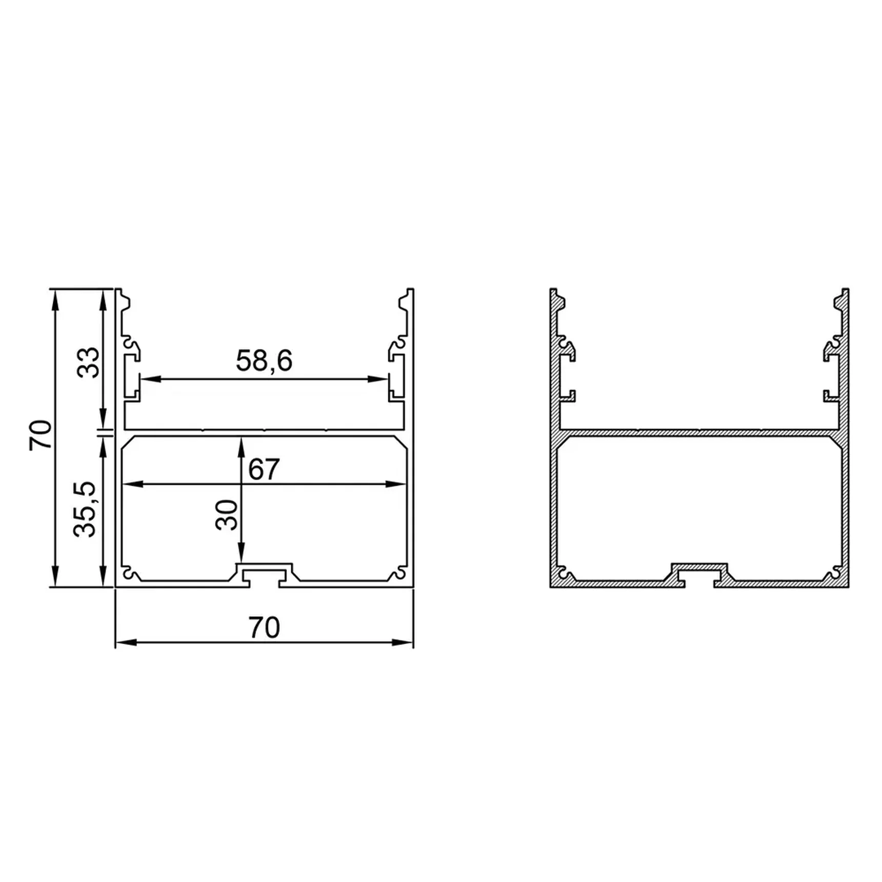 Профиль RVE-PROF-70x70 универсальный 1000x70x70мм