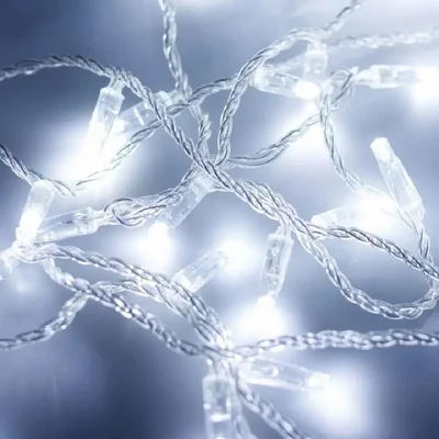 Гирлянда (Нить) ALEDUS, 220 В, 5 м, прозрачный провод, белый, с мерцанием