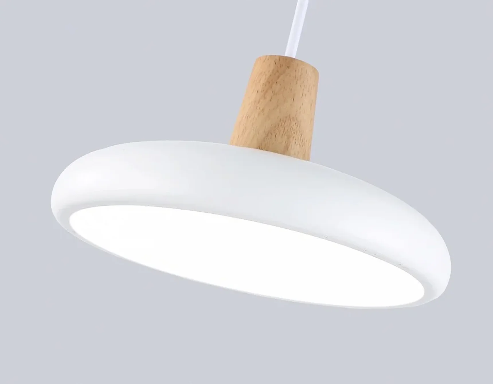 Светильник светодиодный подвесной FL4838 WH/WD белый/дерево 24W 3000-6000K D200*800 (без ПДУ)