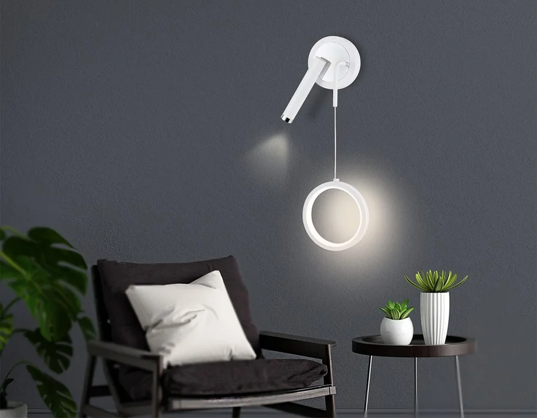 Настенный светодиодный светильник FL51651/1+1 WH/CH белый/хром 10W 4200K 500*227*90