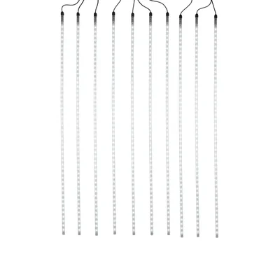 Гирлянда Тающие сосульки комплект 10 шт. х 100см, шаг 100см, 960 LED ТЕПЛЫЙ БЕЛЫЙ, черный каучук, IP65, 24В