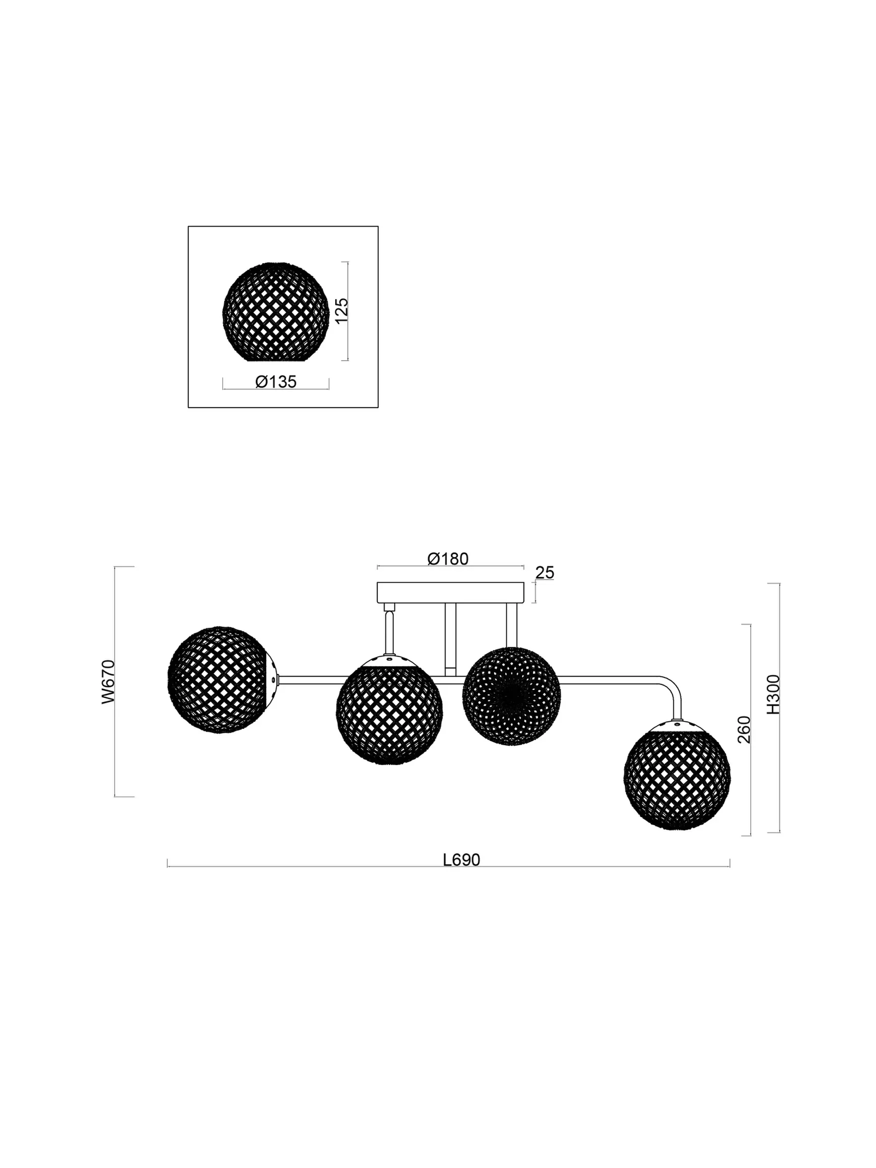 Потолочный светильник Navel, FR8016PL-06BBS