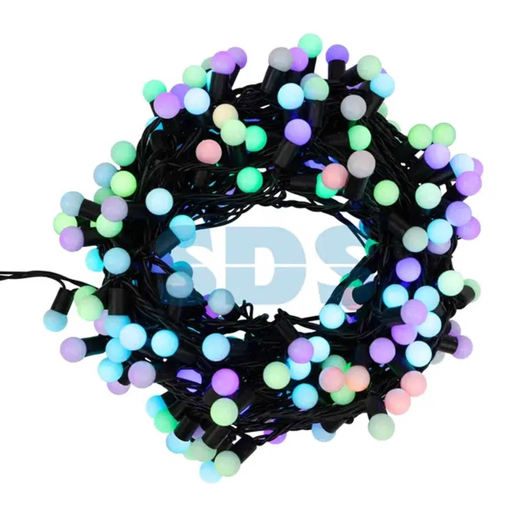 Гирлянда Мультишарики Ø17,5мм, 20 м, черный ПВХ, 200 диодов, цвет RGB