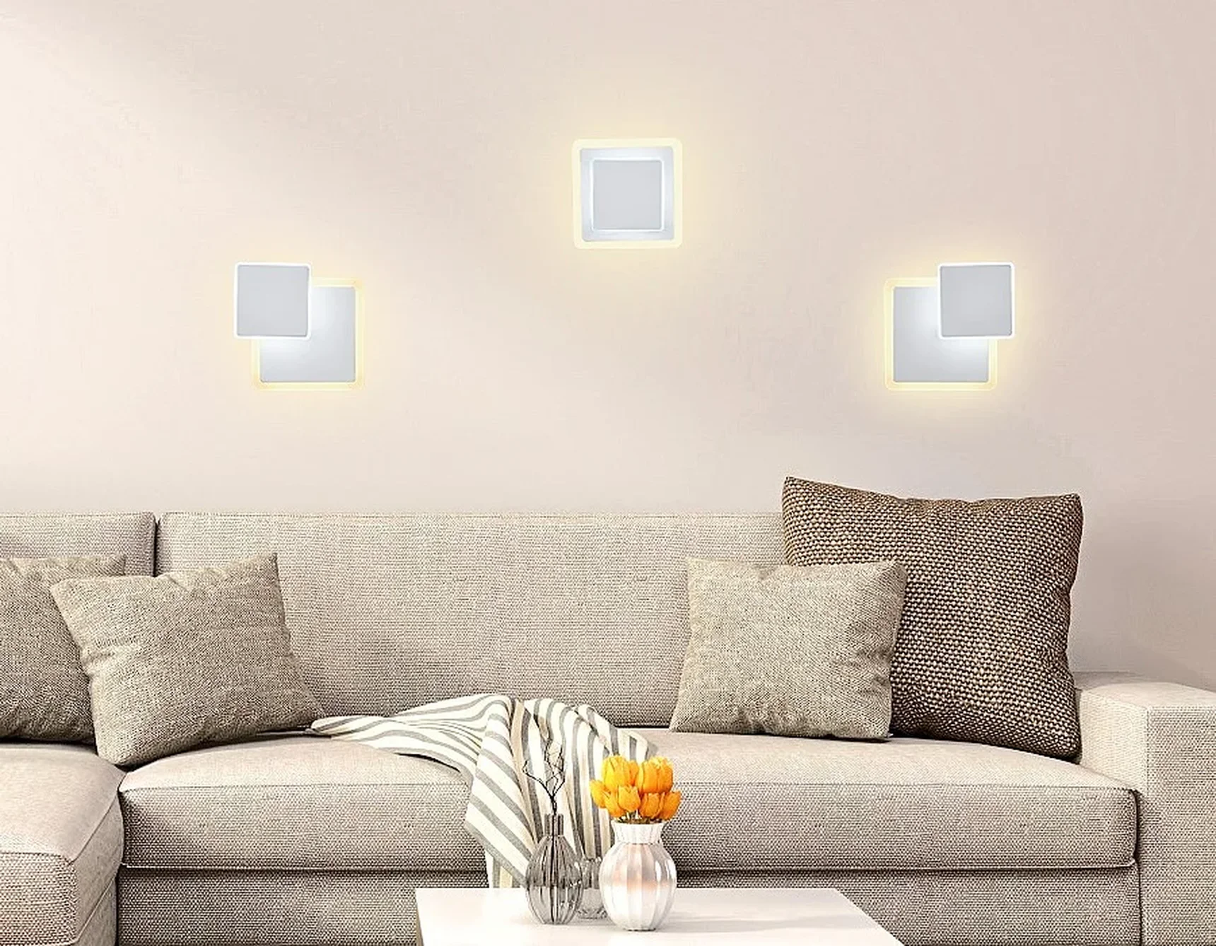 Настенный светодиодный светильник FW106 WH/S белый/песок LED 3000K/6400K 18W 240*220*50