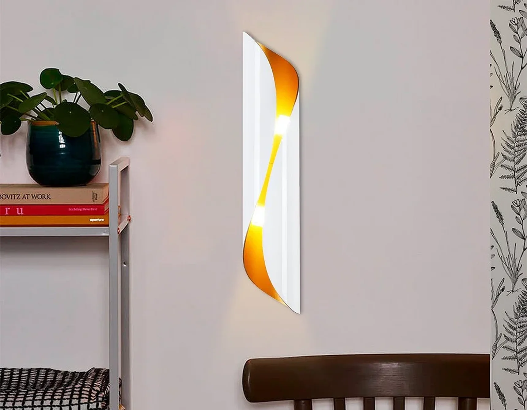 Настенный светильник FW240 WH/GD белый/золото G9/2 max 40W 400*80*100 (лампы LED G9 7W 4200K в комплекте)