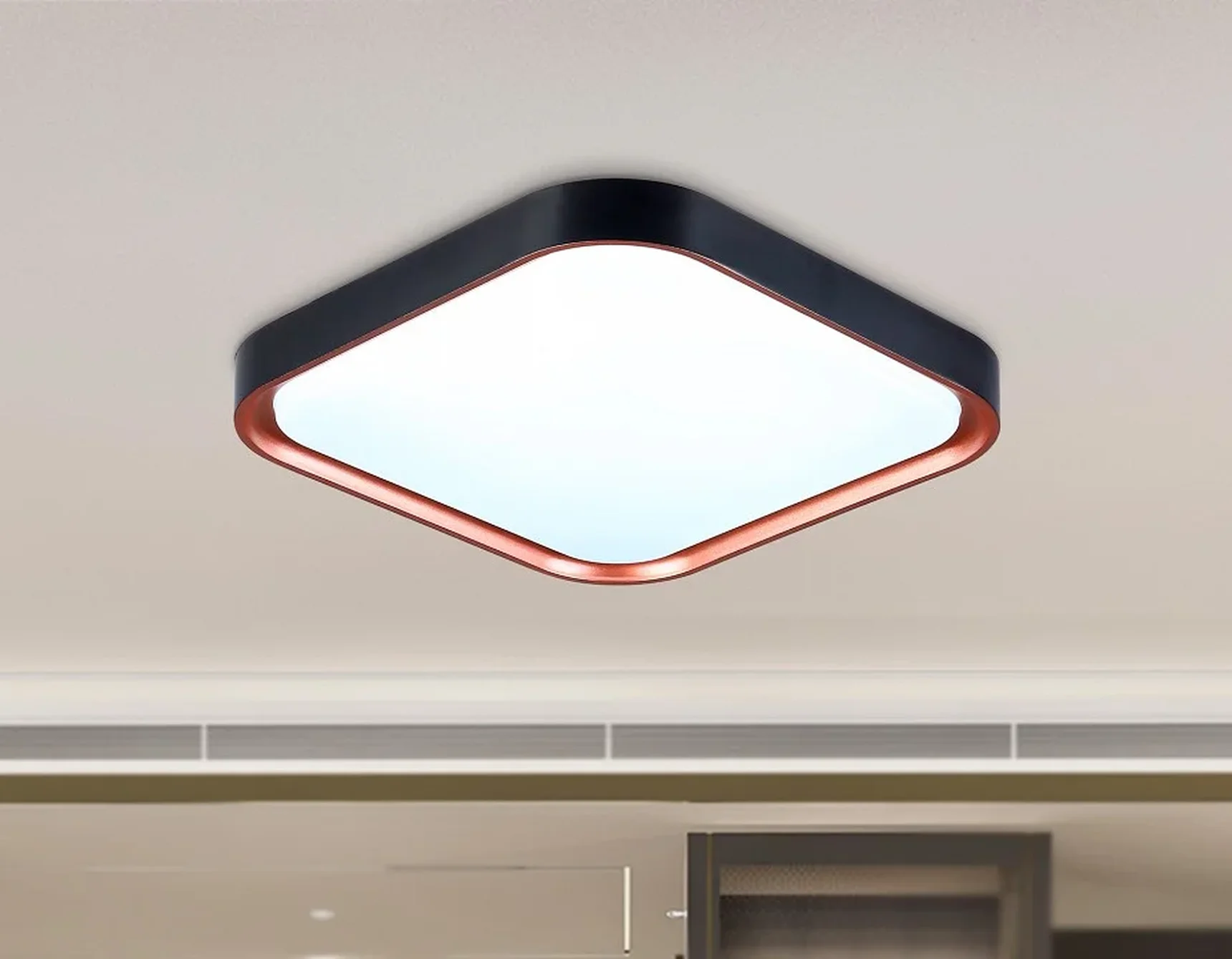 Потолочный светодиодный светильник FZ1271 BK/PGD черный/розовое золото 27W 5000K 350*350*60 (Без ПДУ)