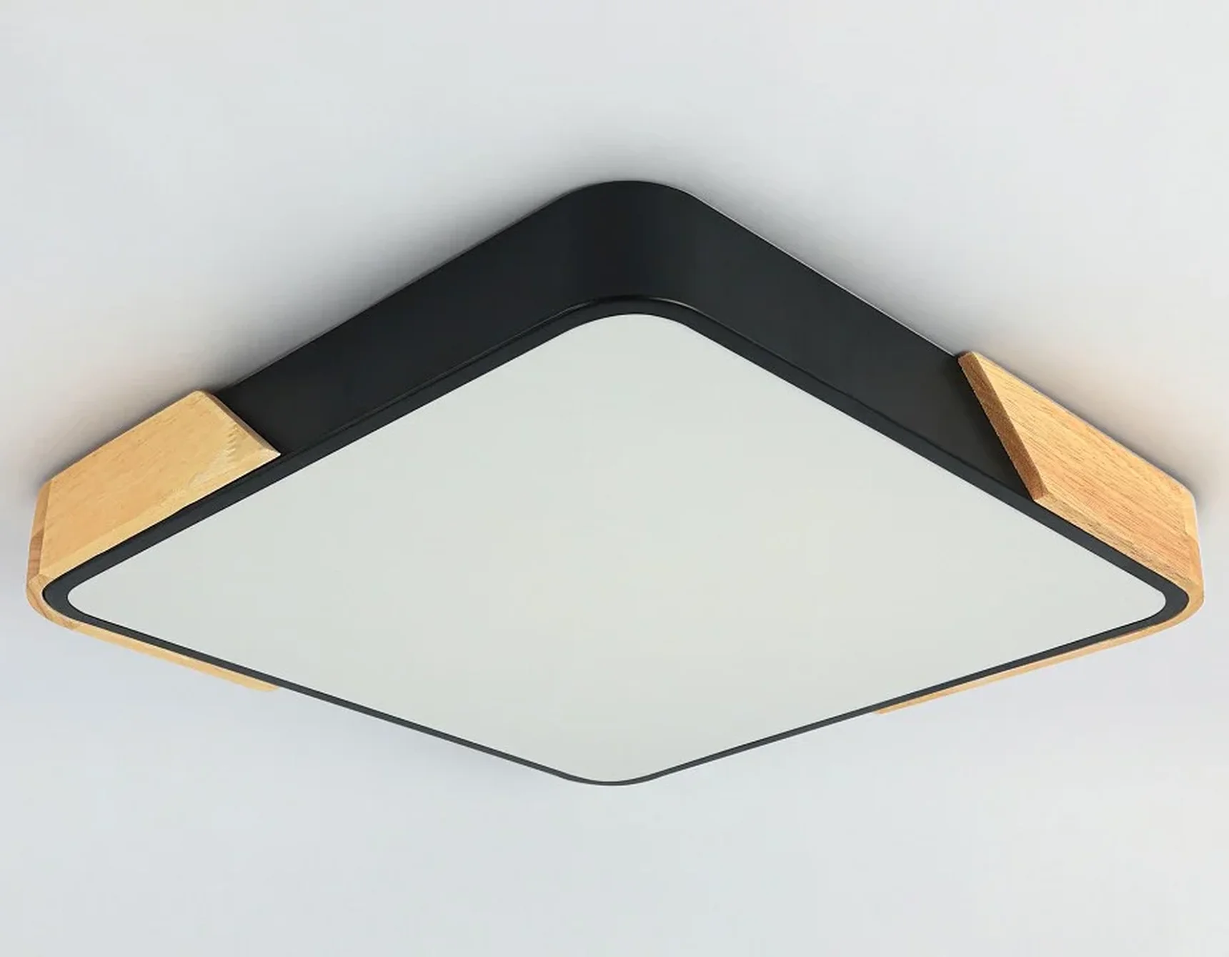 Потолочный светодиодный светильник FZ1317 BK/LW черный/светлое дерево 45W 5000K 500*500*50 (без ПДУ)