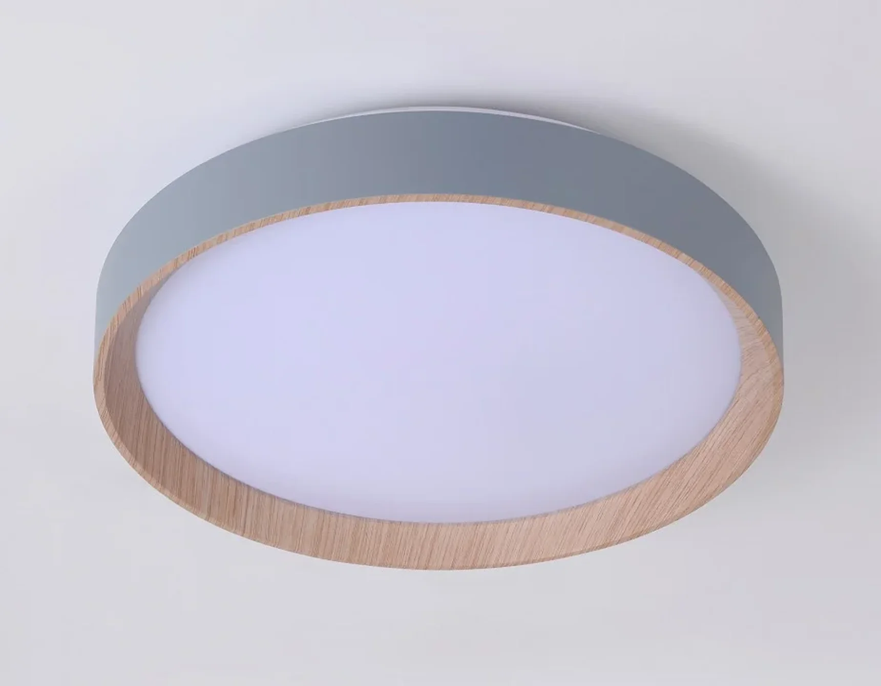 Потолочный светодиодный светильник с пультом FZ1320 GR/LWD серый/светлое дерево IP20 41W 3000-6400K D390*70 (ПДУ ИК)