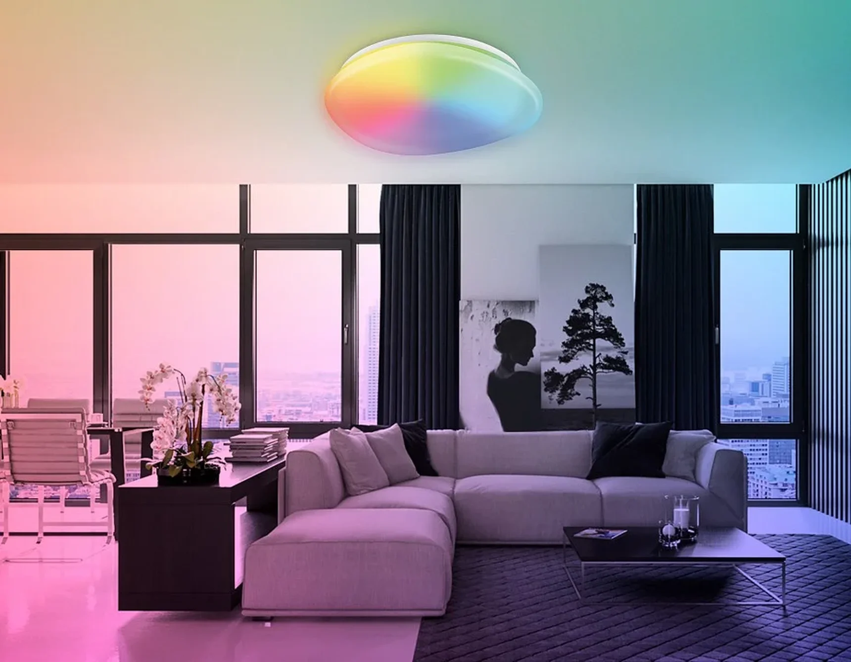 Светильник светодиодный RGB с пультом FZ1610 FR матовый IP20 40W 3000-6500K+RGB 410*100 (ПДУ ИК)