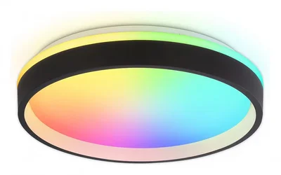 Светодиодный светильник RGB с пультом управления FZ604 BK/GD черный/золото IP20 46W 3000K-6500K+RGB D390*80 (ПДУ ИК)