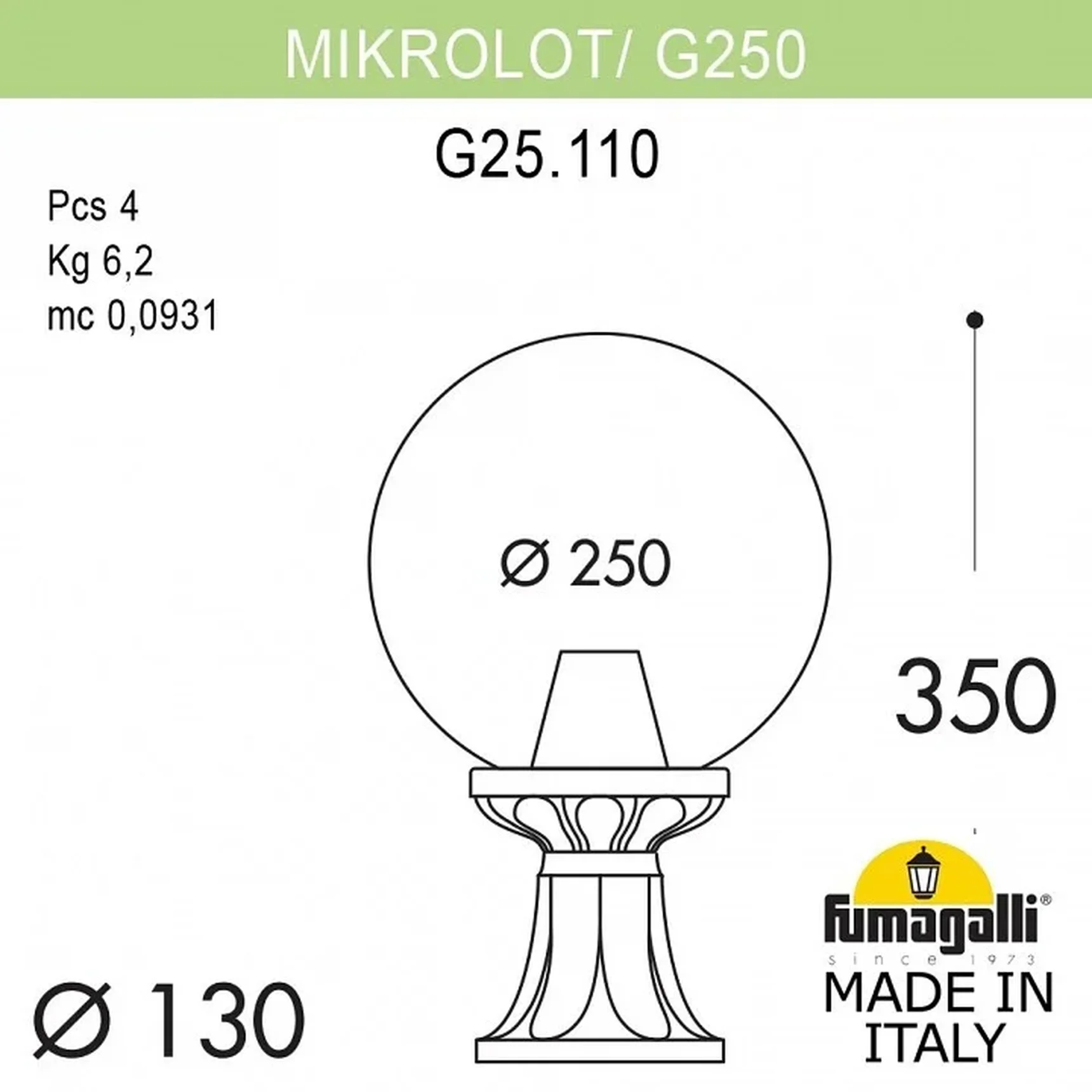Ландшафтный фонарь FUMAGALLI MICROLOT/G250. G25.110.000.BZE27
