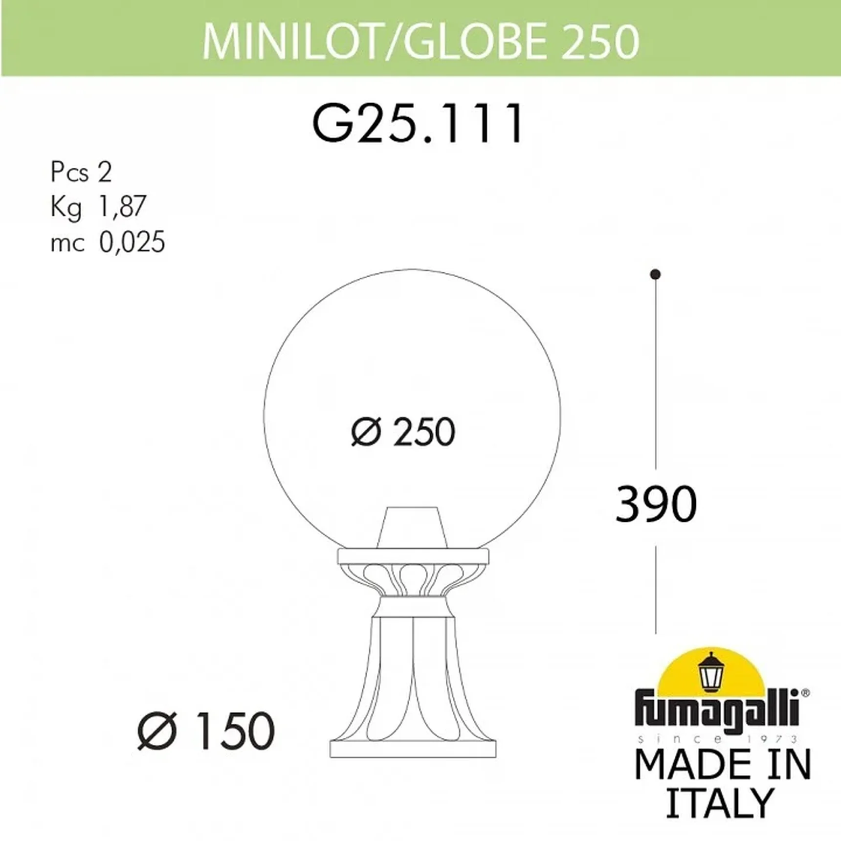 Ландшафтный фонарь FUMAGALLI MINILOT/G250. G25.111.000.AXE27