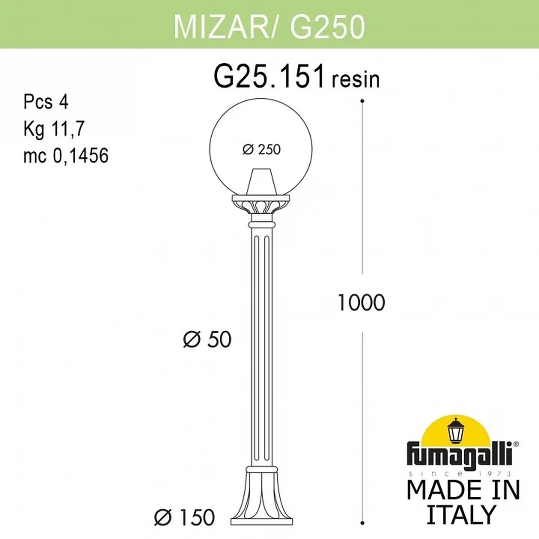 Наземный высокий светильник Globe 250 G25.151.000.AXE27
