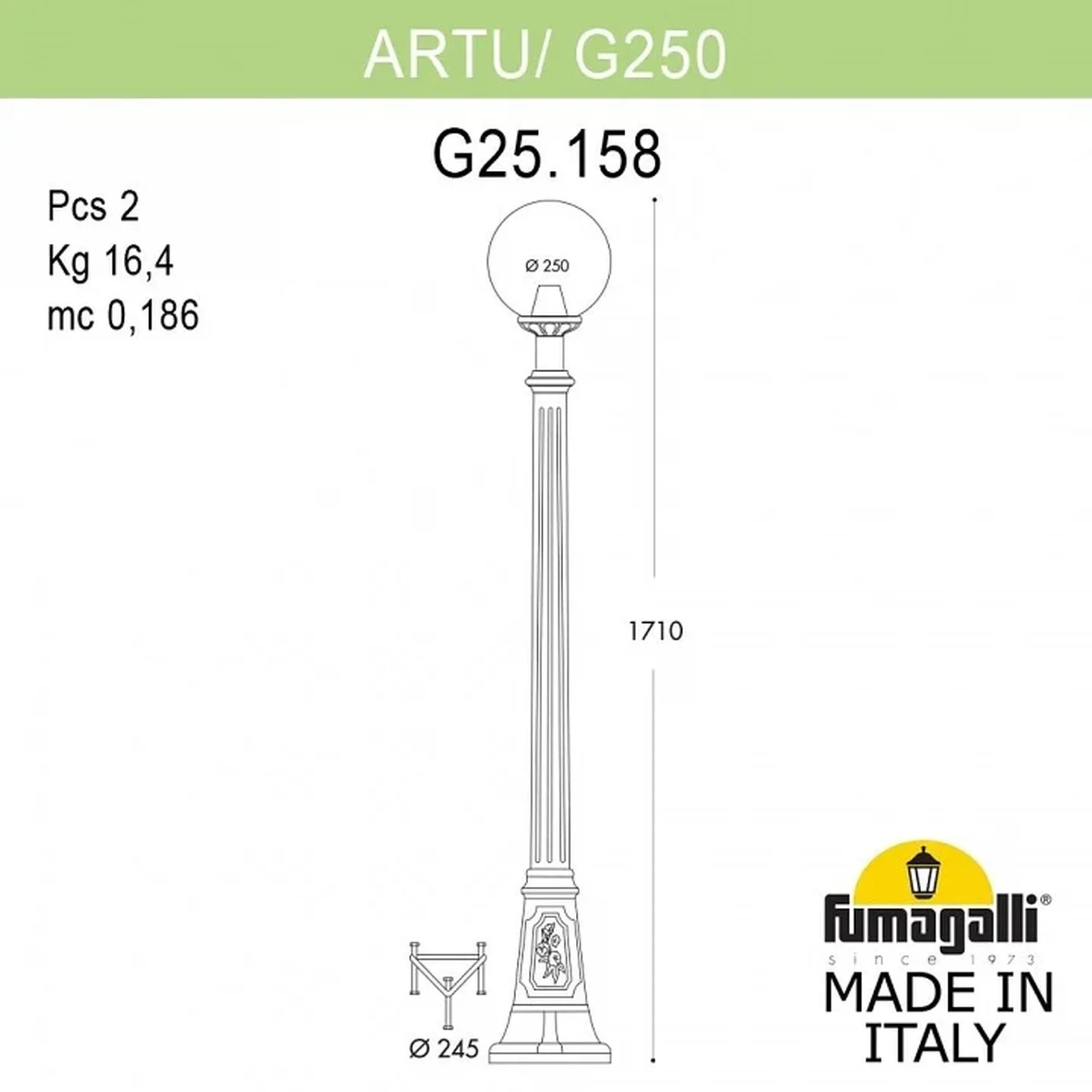 Садово-парковый фонарь FUMAGALLI ARTU/G250 G25.158.000.AYE27