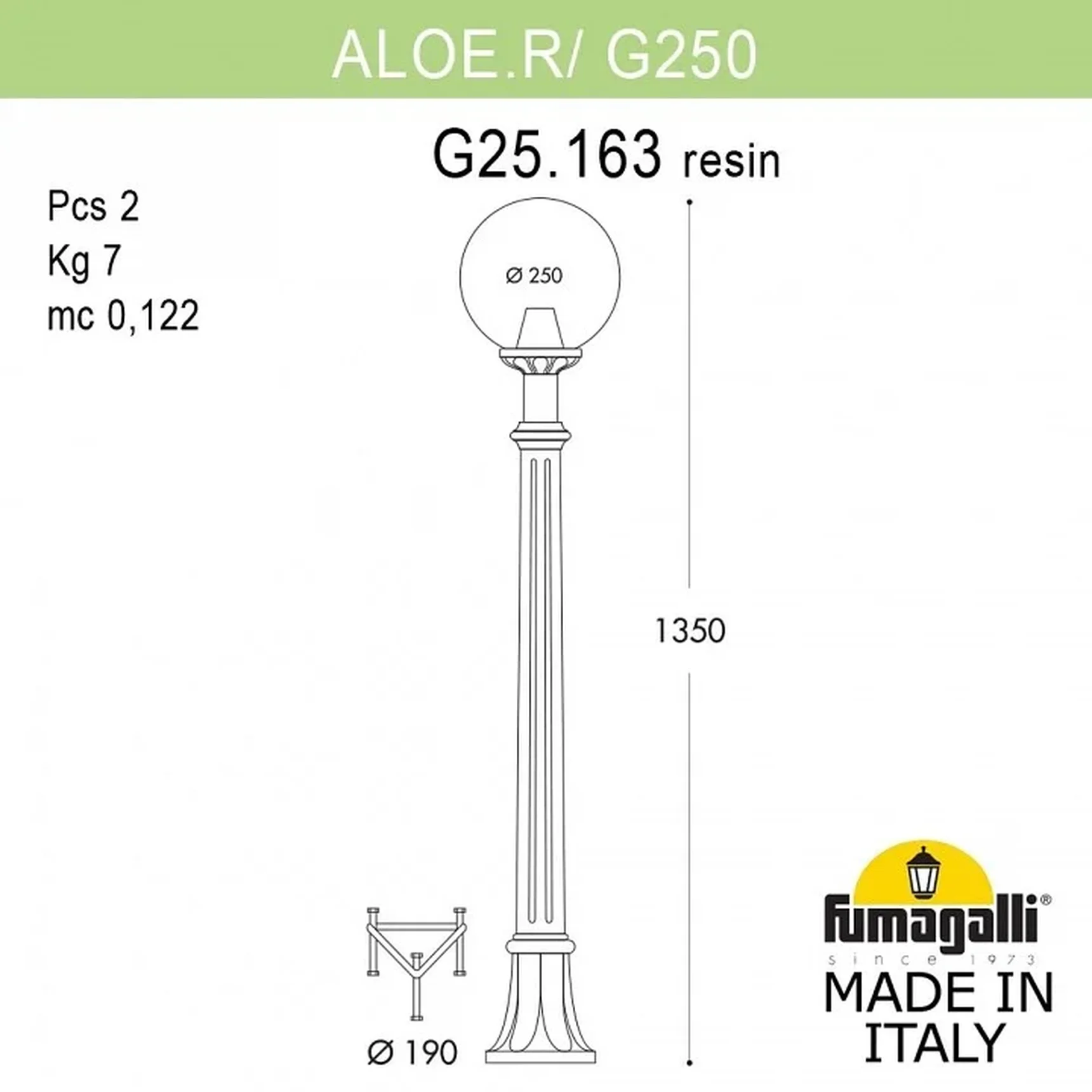 Садовый светильник-столбик FUMAGALLI ALOE`.R/G250 G25.163.000.BXE27