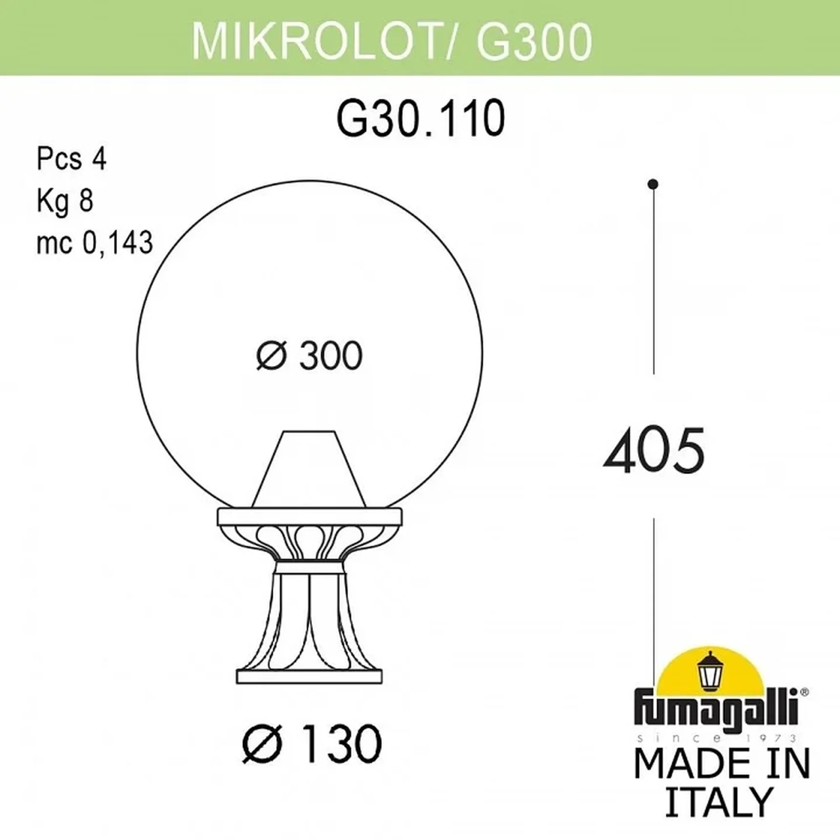 Ландшафтный фонарь FUMAGALLI MIKROLOT/G300. G30.110.000.AXE27