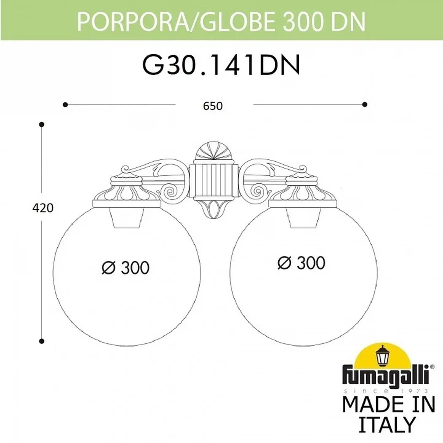 Светильник уличный настенный FUMAGALLI PORPORA/G300 G30.141.000.AYE27DN