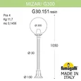 Садовый светильник-столбик FUMAGALLI MIZAR.R/G300 G30.151.000.AYE27