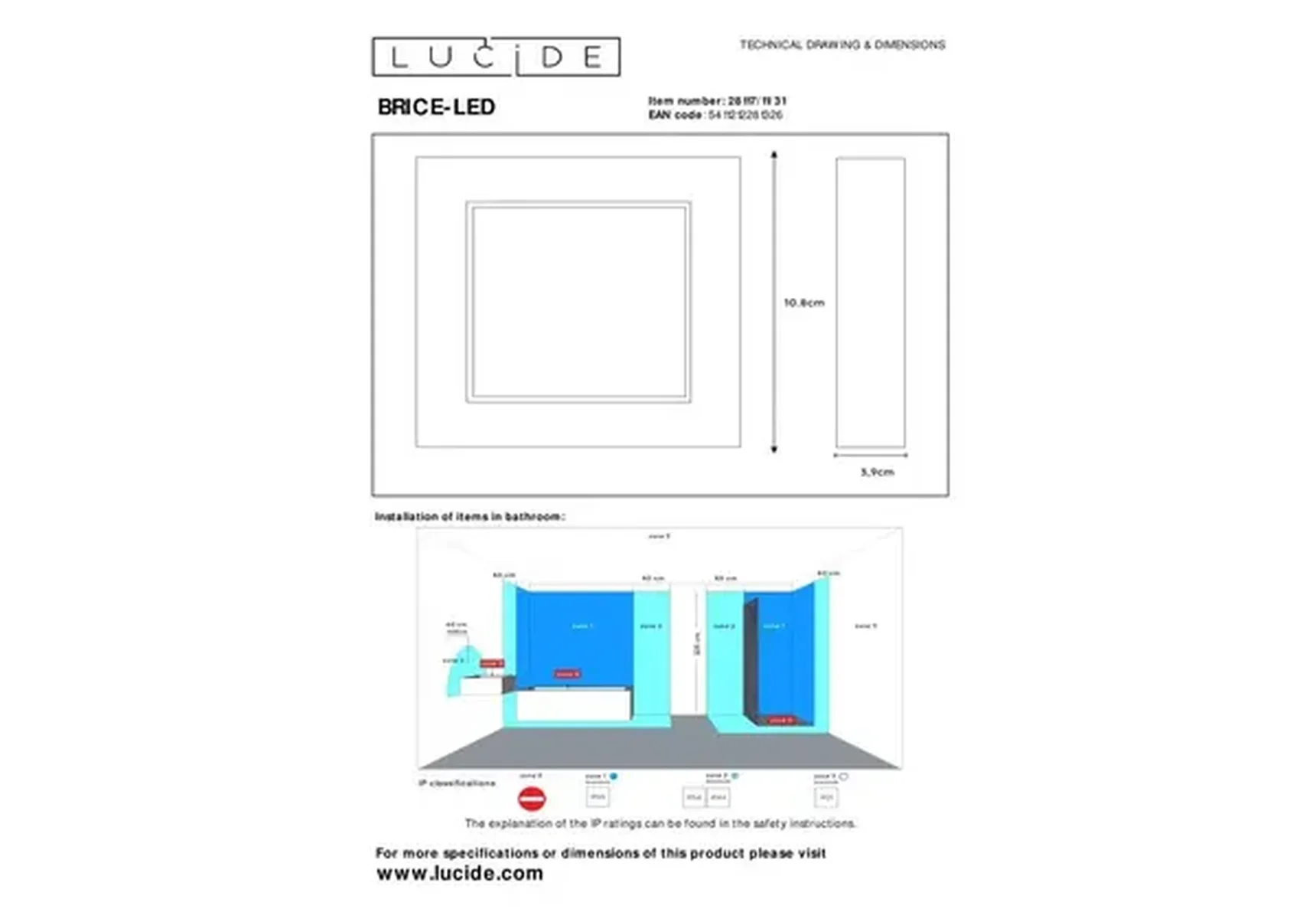 Потолочный светодиодный светильник Lucide Brice-Led 28117/11/31