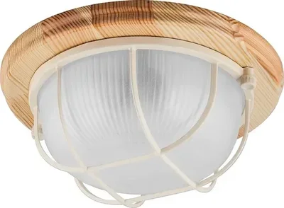 Светильник накладной IP54, 220V 60Вт Е27, дерево, клен, круг, с решеткой, НБО 03-60-012, 11570