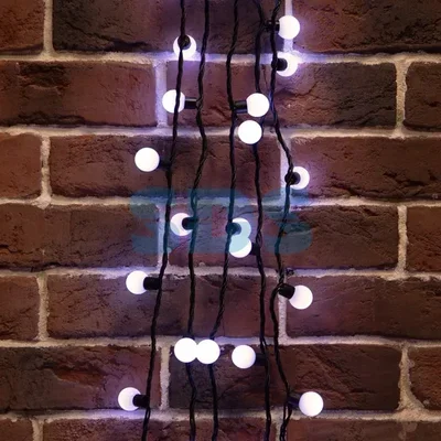 Гирлянда Мультишарики Ø23 мм, 10 м, черный ПВХ, 80 диодов, цвет белый