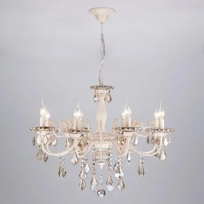 Подвесная люстра Eurosvet 3281/8 белый с золотом/тонированный хрусталь Strotskis