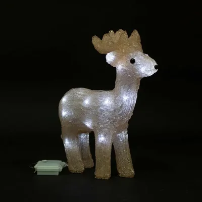 Светодиодный Олень на Батарейках 34см Белый, 24 LED, IP54