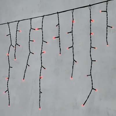 Гирлянда Бахрома 4,9 x 0,5 м Красная 220В, 240 LED, Провод Черный ПВХ, IP54