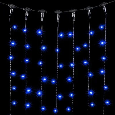 Гирлянда Занавес 1 x 9 м Синий 220В, 900 LED, Провод Черный ПВХ, IP54