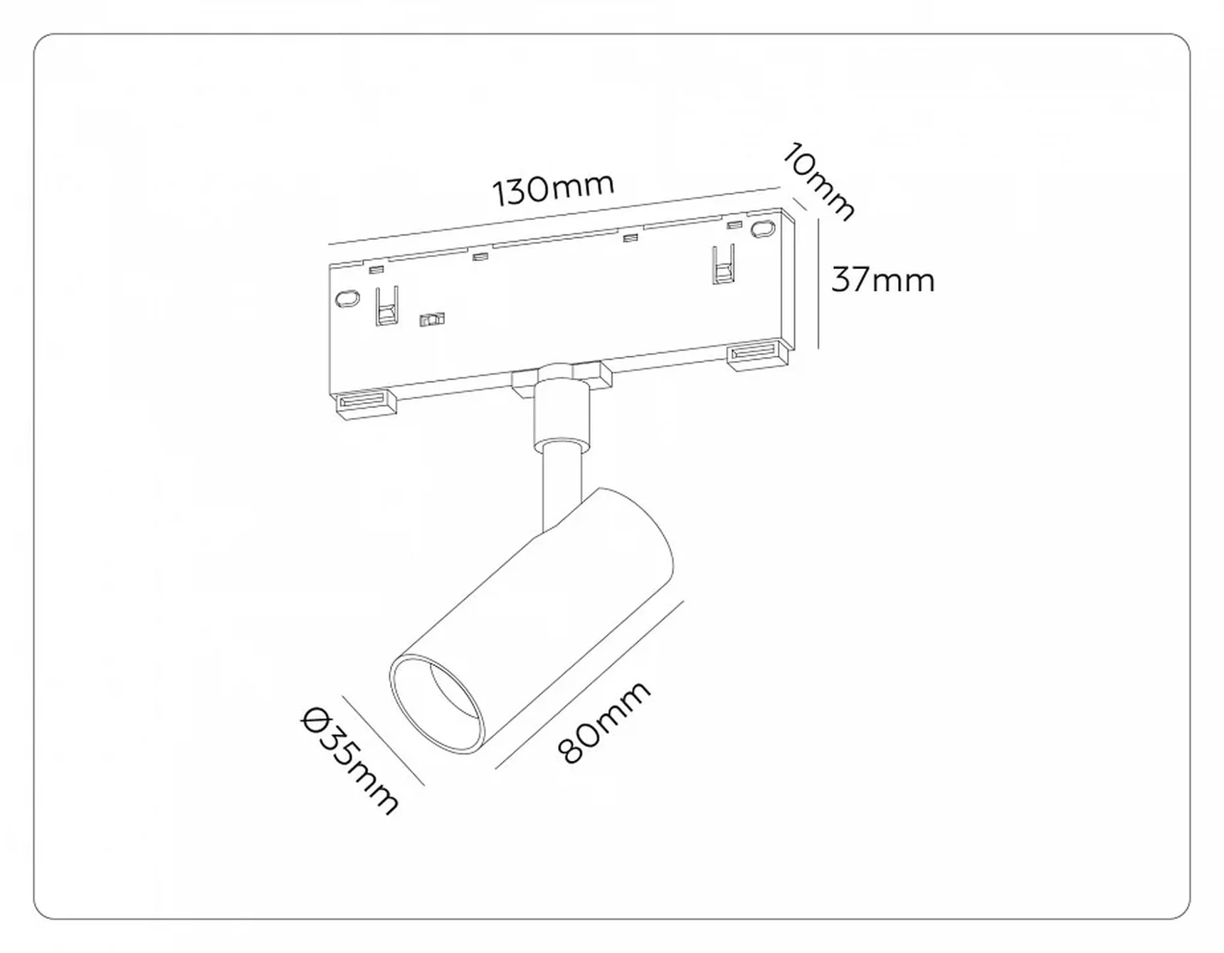 Светильник светодиодный трековый Magnetic 48V 10mm GL2301 BK черный IP20 6W 3CCT 3000/4200/6400K D35*80
