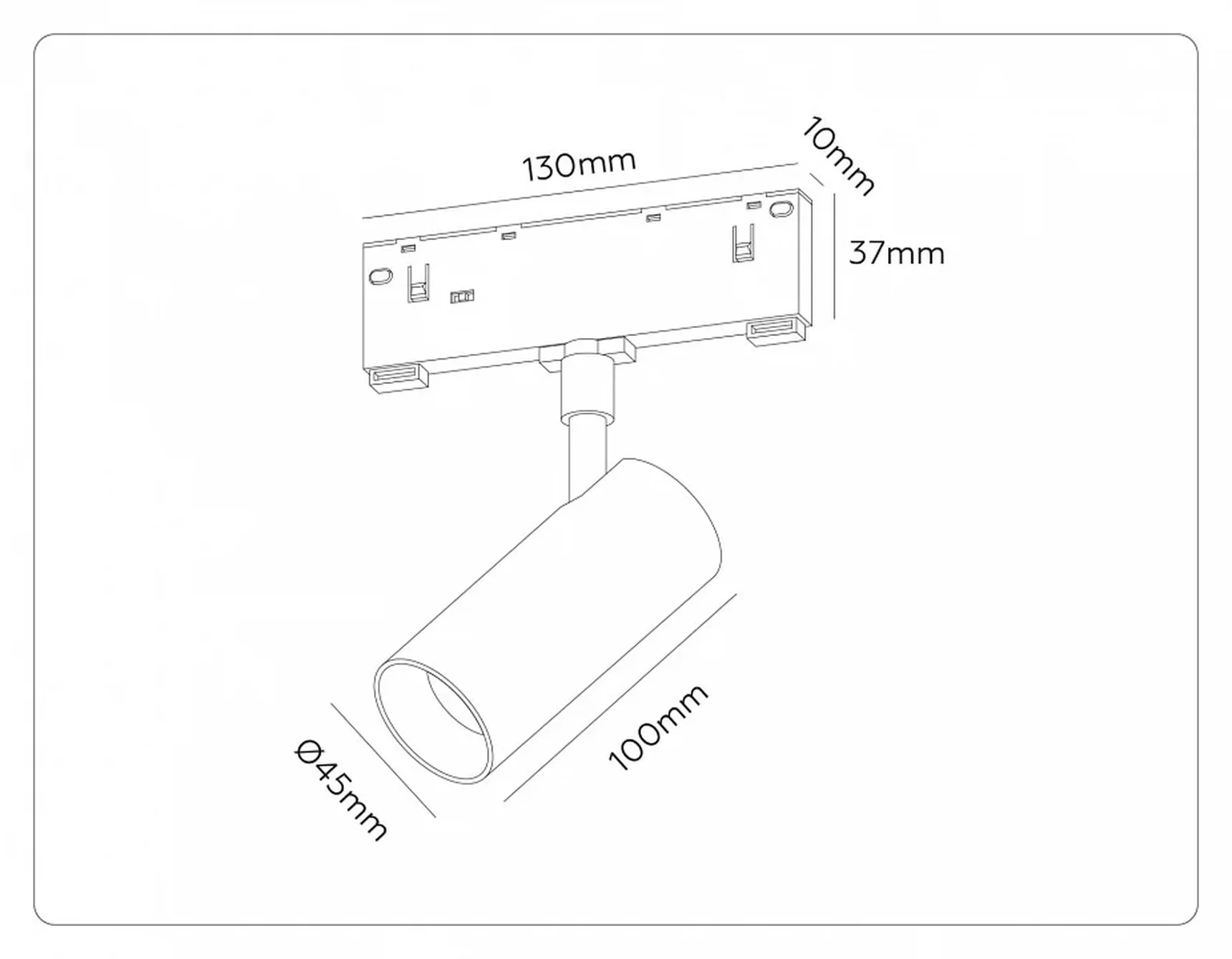 Светильник светодиодный трековый Magnetic 48V 10mm GL2305 BK черный IP20 12W 3CCT 3000-6000K 48V 24° D45*100