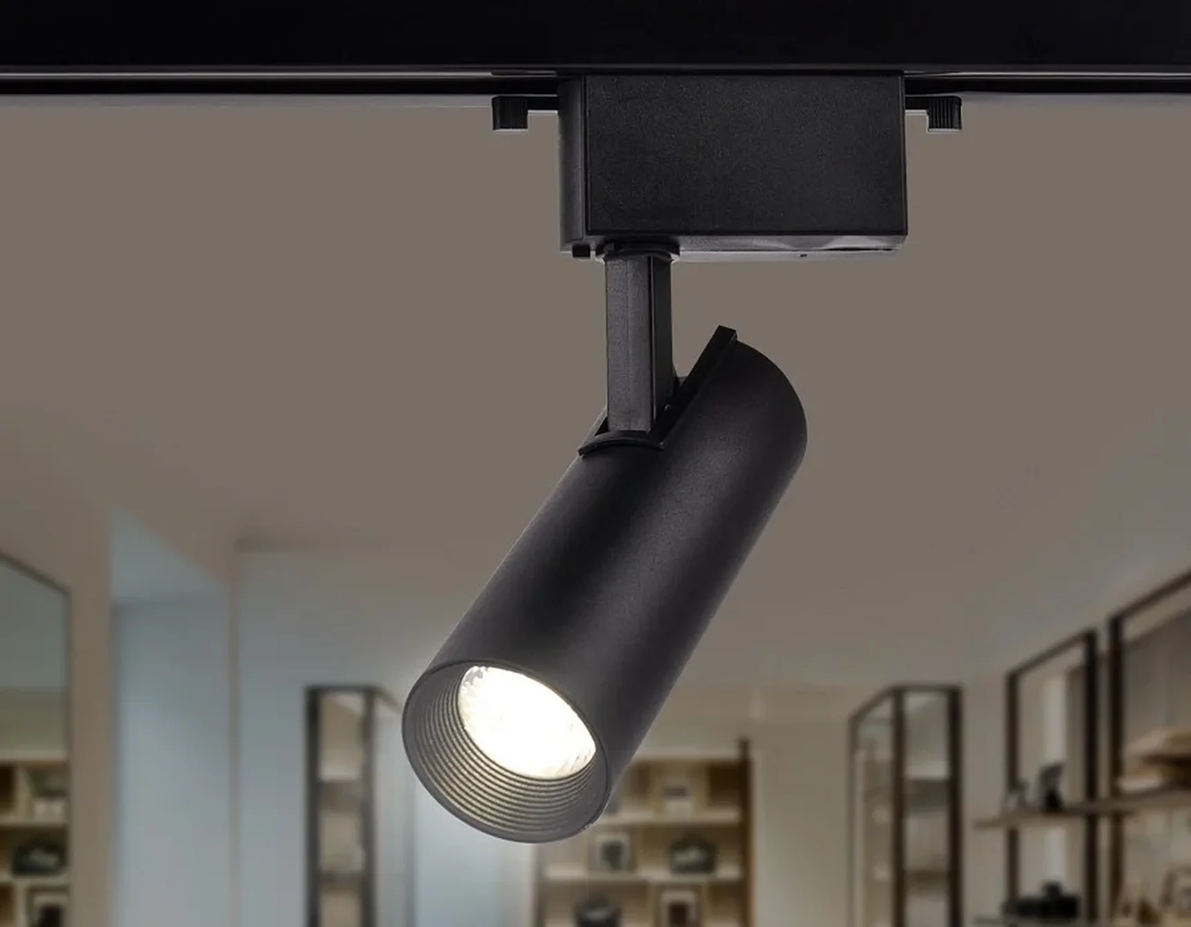 Трековый однофазный светодиодный светильник GL5858 BK черный LED 10W 4200K 24°