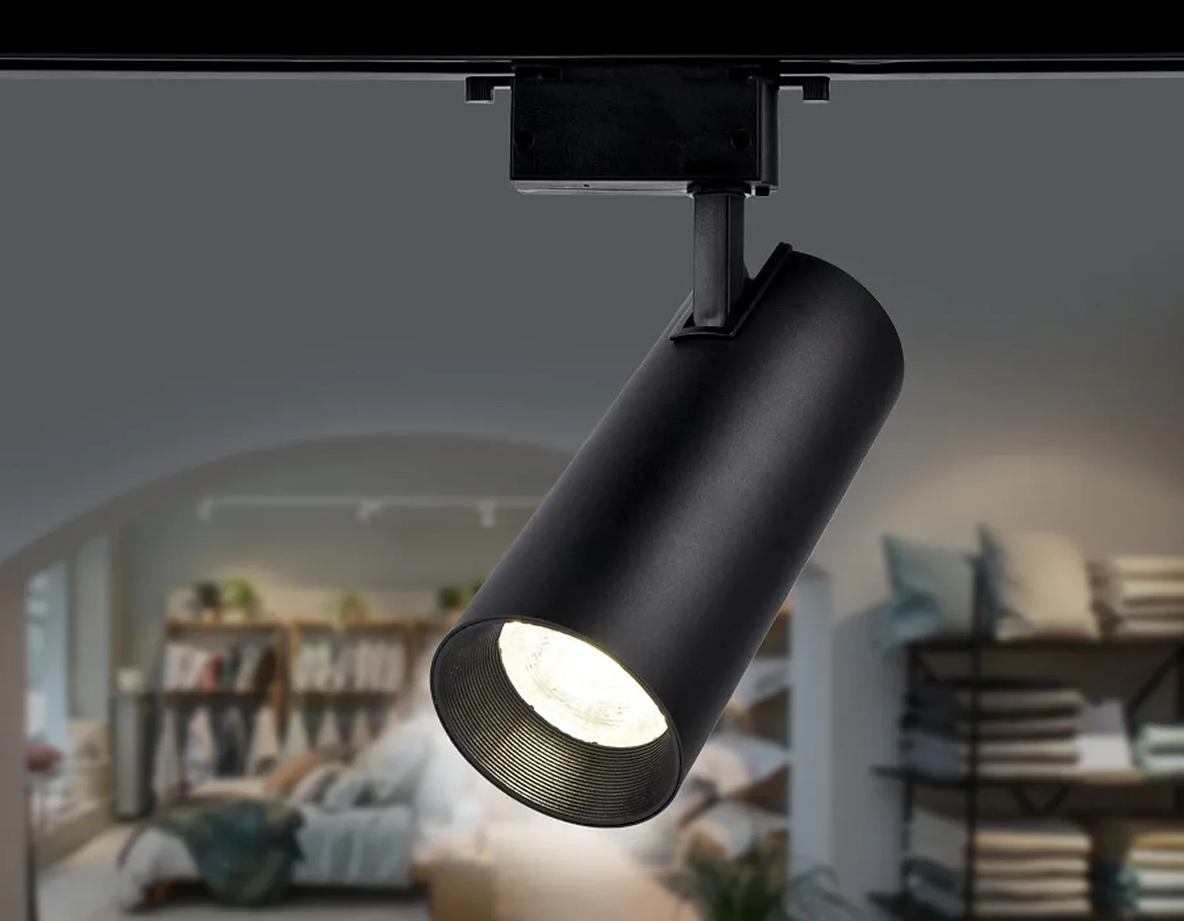 Трековый однофазный светодиодный светильник GL5859 BK черный LED 20W 4200K 24°