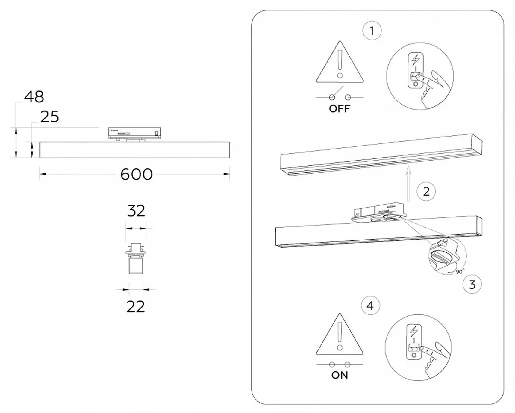 Светильник светодиодный трековый GL6772 WH белый LED 24W 4200K 600*22*48