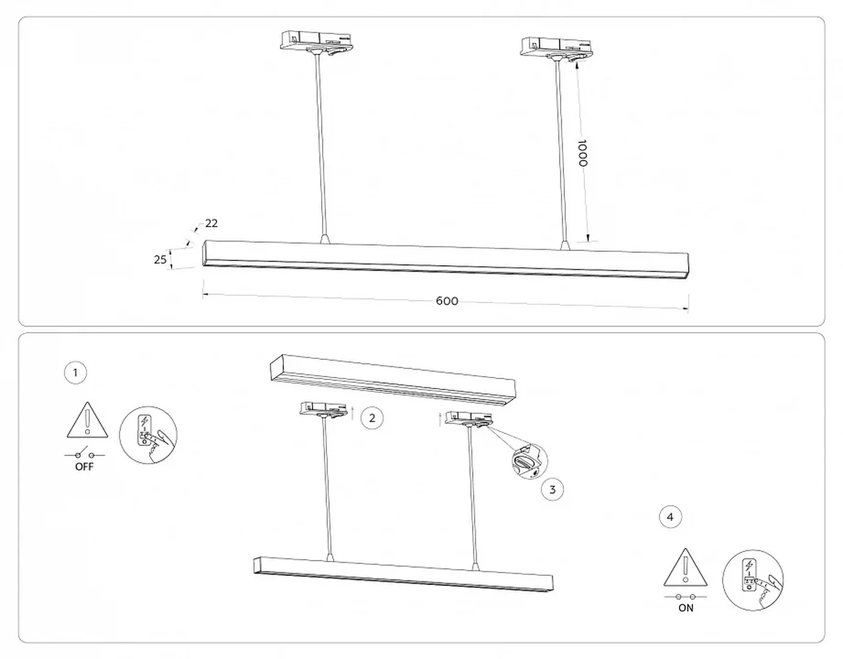 Светильник светодиодный трековый GL6787 BK черный LED 24W 4200K 600*22*1025