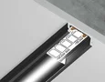 Алюминиевый профиль накладной GP1700BK/BK черный/черный рассеиватель 2000*15.5*6, 2 заглушки, 4 крепления в комплекте