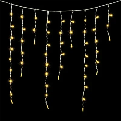 Гирлянда Бахрома с Колпачком 3,2 x 0,9 м Тепло-Белая 220В, 180 LED, Провод Прозрачный ПВХ, IP65