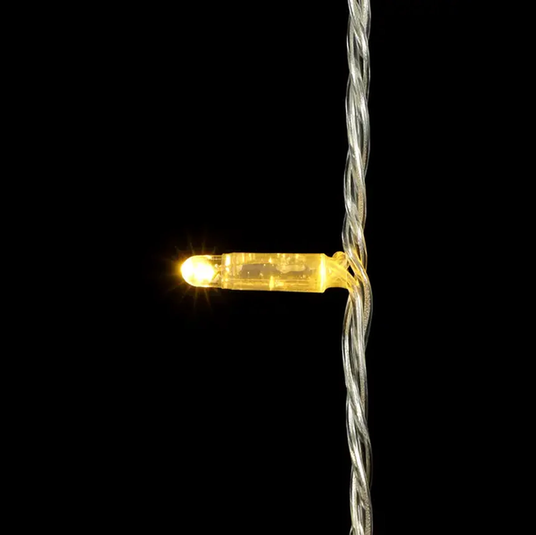 Гирлянда Нить с Колпачком 10м Тепло-Белая 24В, 100 LED, Провод Прозрачный ПВХ, IP65