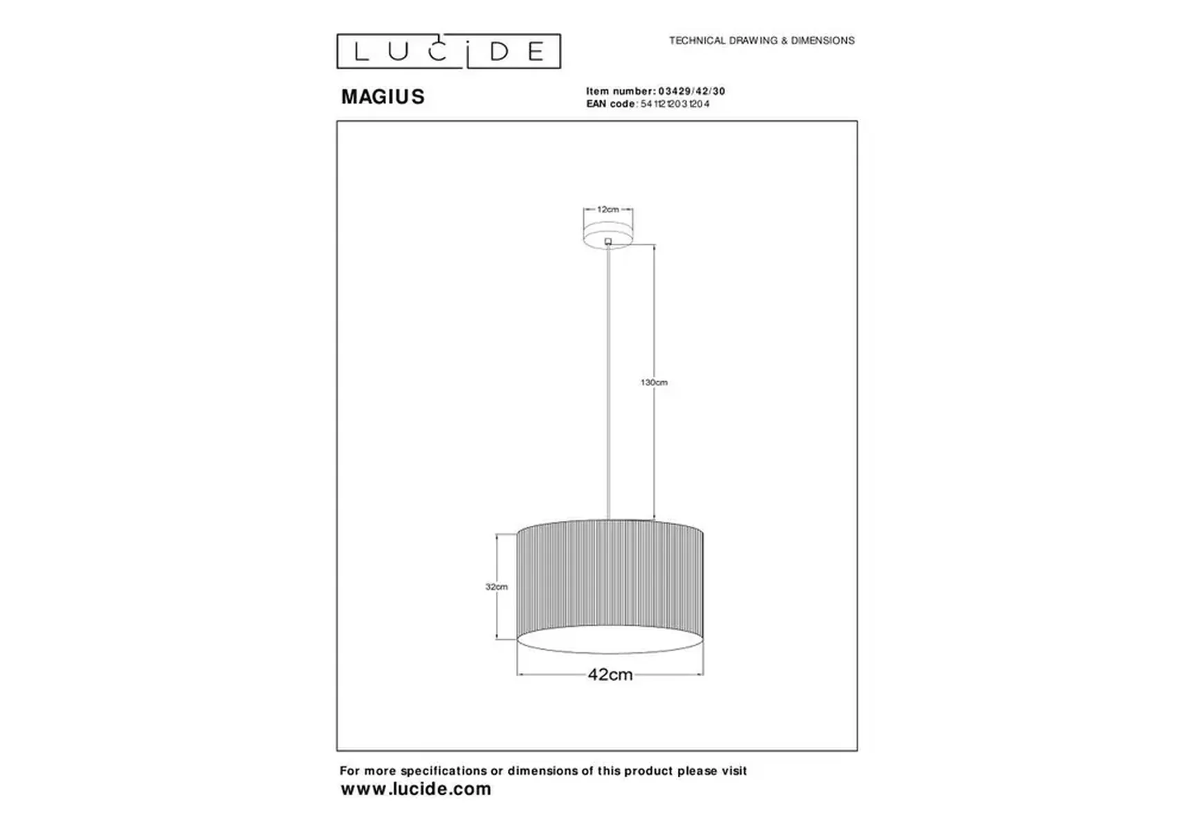 Подвесной светильник Lucide Magius 03429/42/30