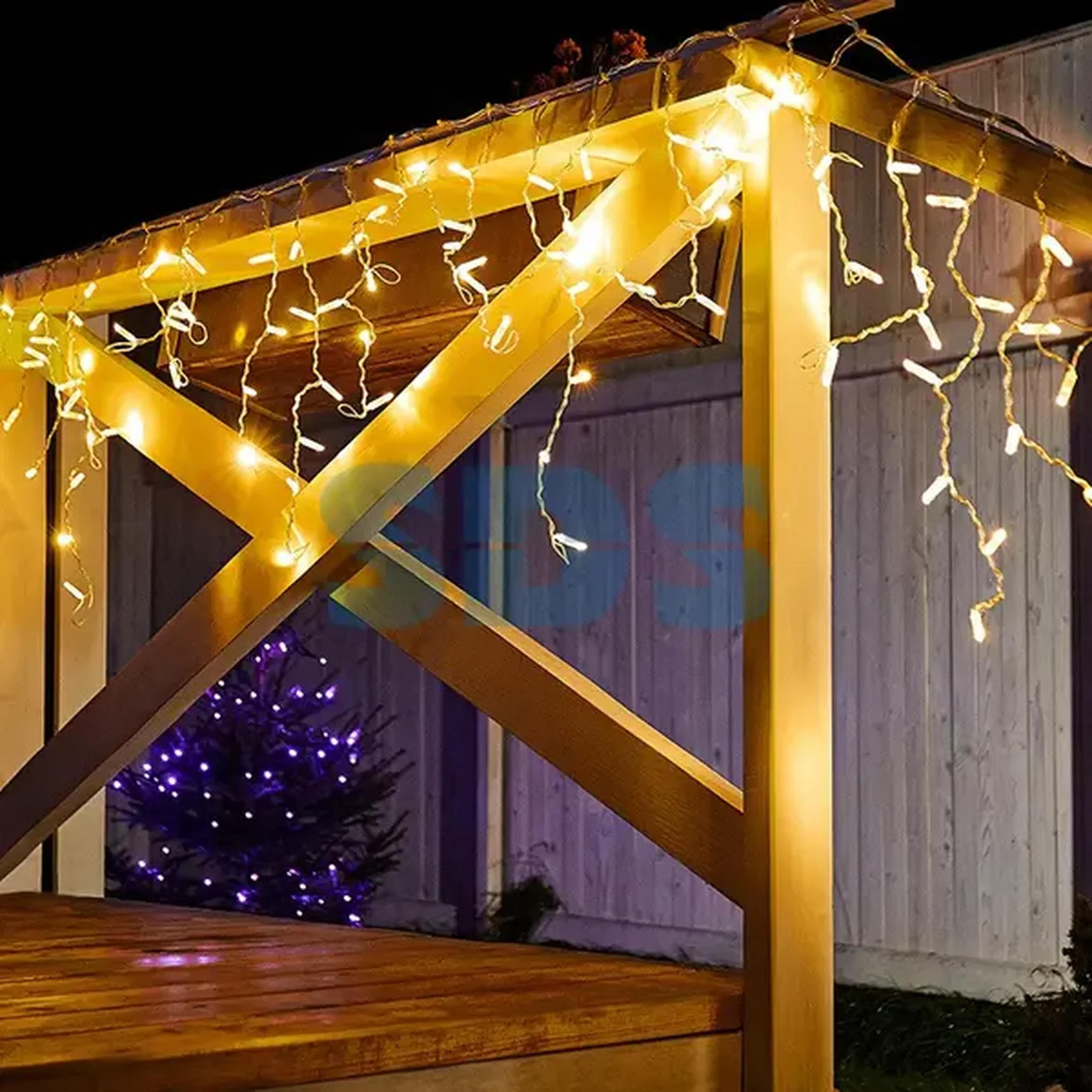 Гирлянда Айсикл (бахрома) светодиодный, 2,4 х 0,6 м, Прозрачный провод, 230 В, диоды ТЕПЛЫЙ БЕЛЫЙ,  88 LED NEON-NIGHT