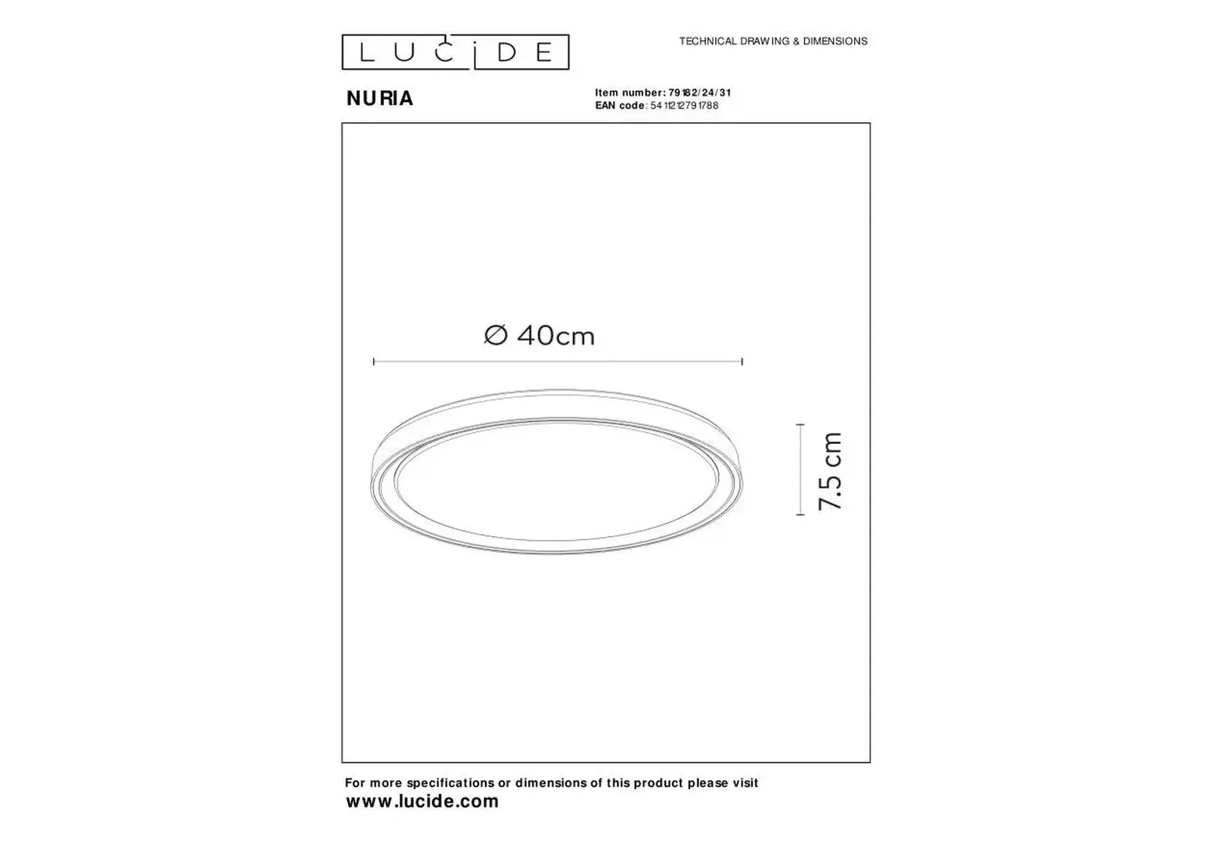 Потолочный светодиодный светильник Lucide Nuria 79182/24/31