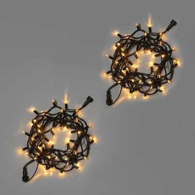 Светодиодная гирлянда INOXHUB Нить 10м, 100 LED, соединяемая, 220В, IP65, чёрный резиновый провод 2.3мм, ТЁПЛАЯ БЕЛАЯ