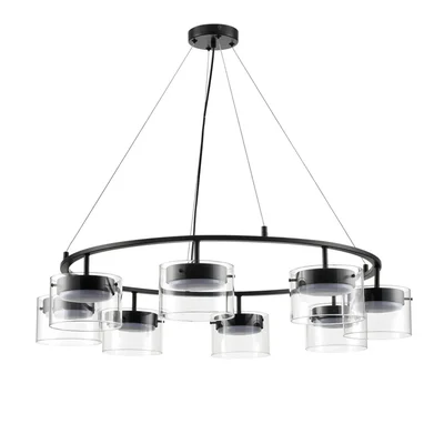 8232/8 COMFI LN25 черный/прозрачный, металл/стекло Светильник подвесной LED GX70 8*10W 220V NATALINA