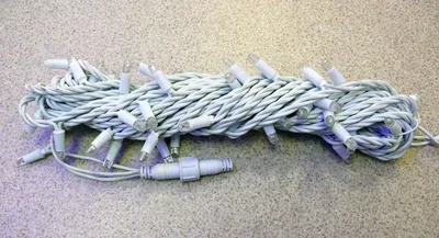 Светодиодная гирлянда 100 LED, 4.8 Ватт, IP65, для улицы, провод белый, Свечение: мерцание, RL-S10CF-24V-CW/W